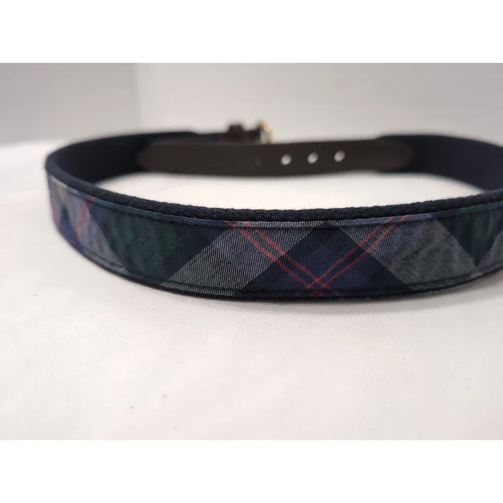 VINEYARD VINES size 30 belt Blackwatch Plaid Canvas Leather Golf NEW